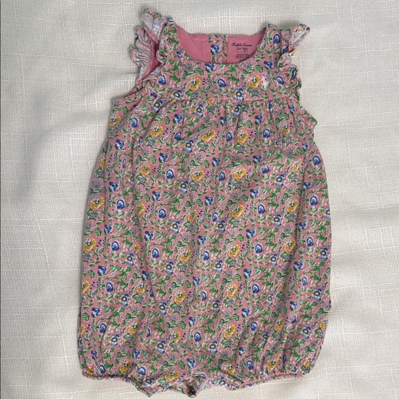 Ralph Lauren Other - Ralph Lauren Pink Floral Baby Romper